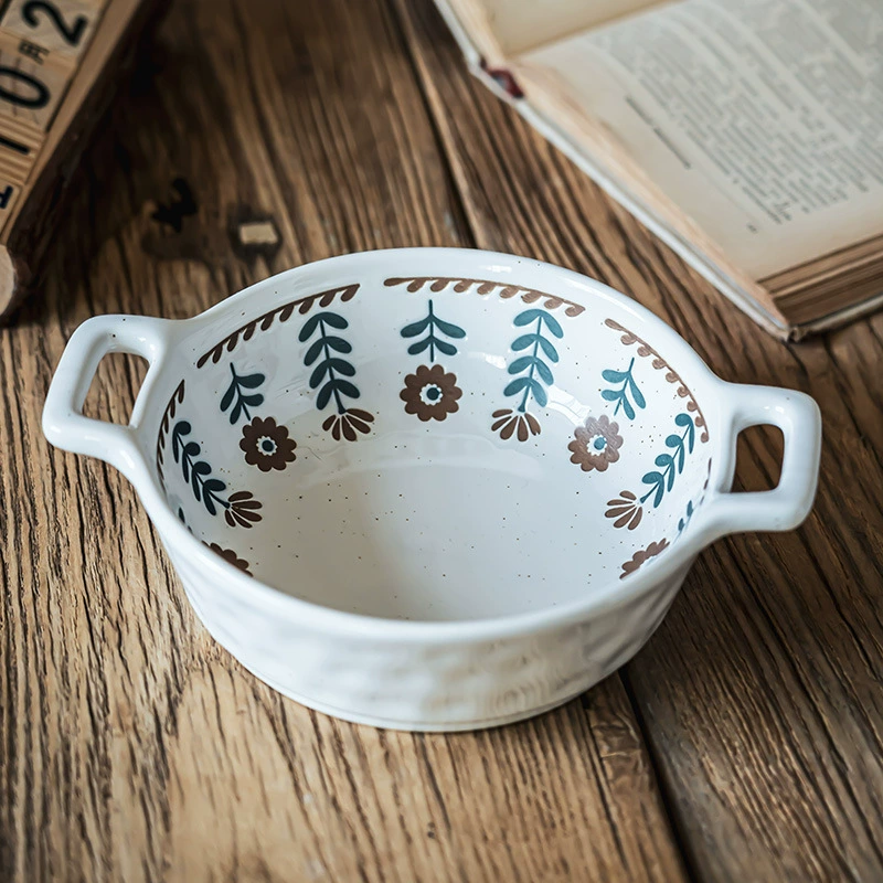 Creative Ceramic Double-Handled Bowl