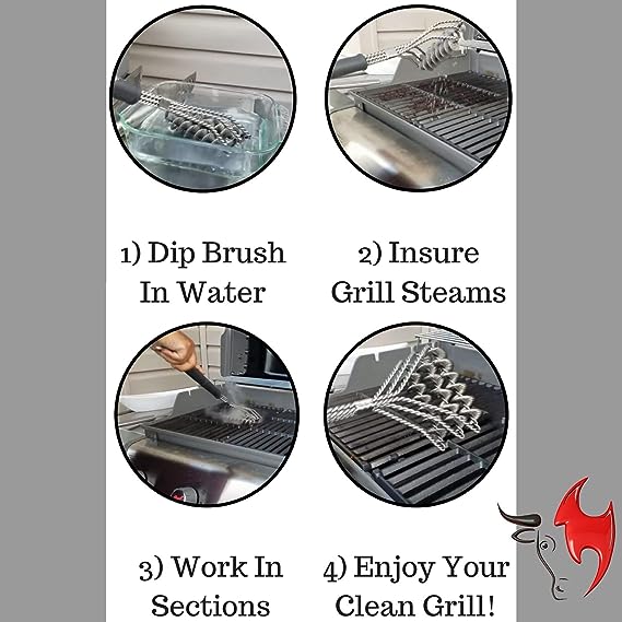 Kona Safe/Clean Grill Brush - Bristle Free BBQ Grill Brush - 100% Rust Resistant Stainless Steel Barbecue Cleaner - Safe for Porcelain, Ceramic, Steel, Cast Iron - Great Grilling Accessories Gift