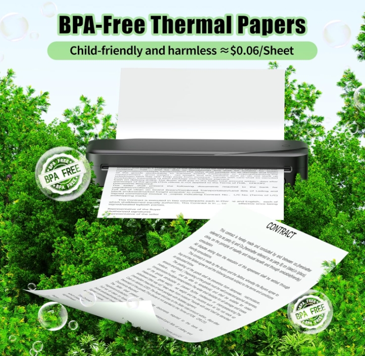 Phomemo A4 Thermal Paper, M08F Thermal Printer Paper Compatible with M08F-Letter M832 M833 M835 M836 & Brother Letter Portable Printer, Advanced Thermal Printing, Size 8.27