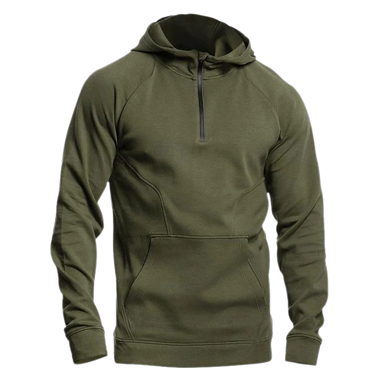 New Men's Long Sleeve Short Sleeve Fleece Hoodie Half Zipper Color Block Pullover