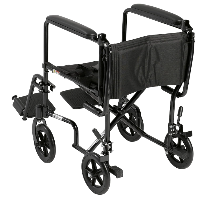 Drive Medical Lightweight Transport Wheelchair in Black with 17 in. Seat atc17-bk