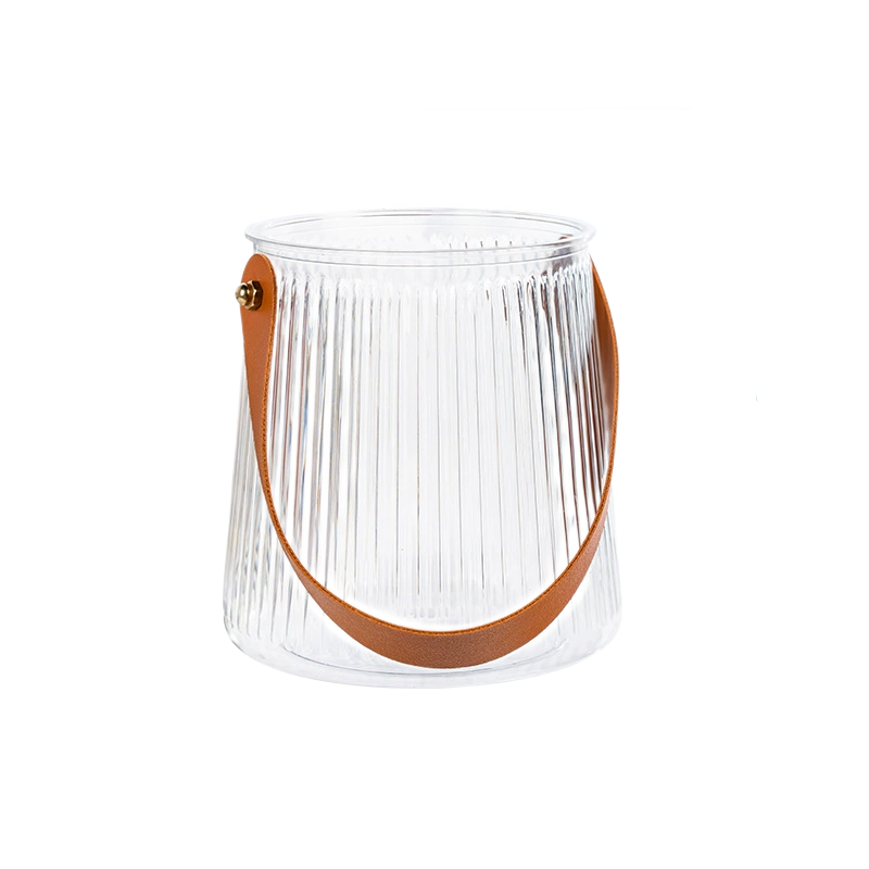 Luxurious Leather Handle Imitation Glass Vase