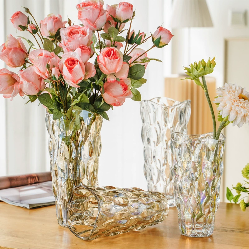 Nordic Crystal Glass Vase - High-End Elegant Flower Vase for Fresh Flowers, Hydroponic Floral Arrangements, Transparent Décor