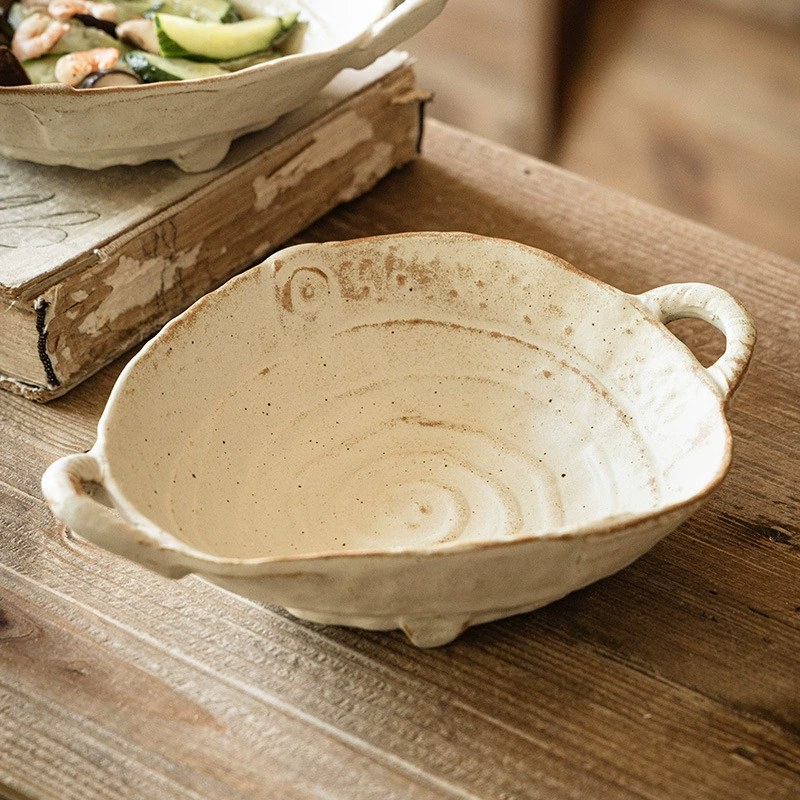 Handcrafted Rustic Ceramic Double-Handled Plate