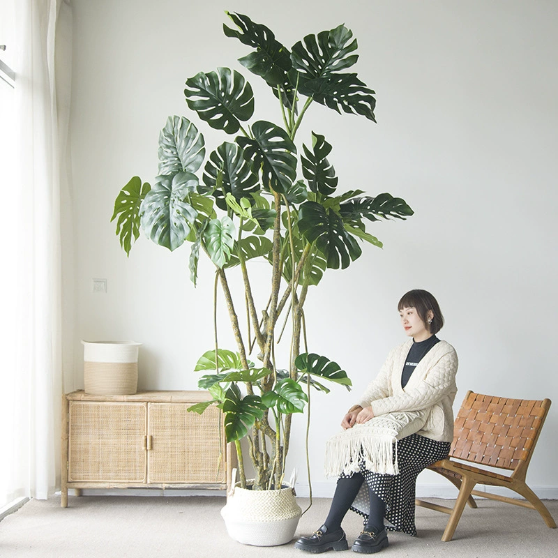 Large Faux Monstera Plant - Giant Artificial Swiss Cheese Plant for Floor Display and Window Decor