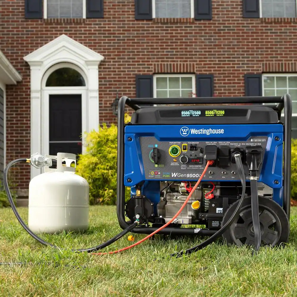 WGen9500DFc 12,500/9,500-Watt Dual Fuel Portable Generator with Remote Start, Transfer Switch Outlet and CO Sensor