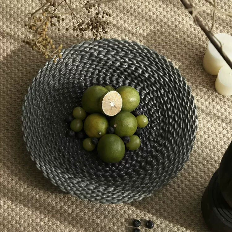 Mid-Century Black Woven Fruit Tray