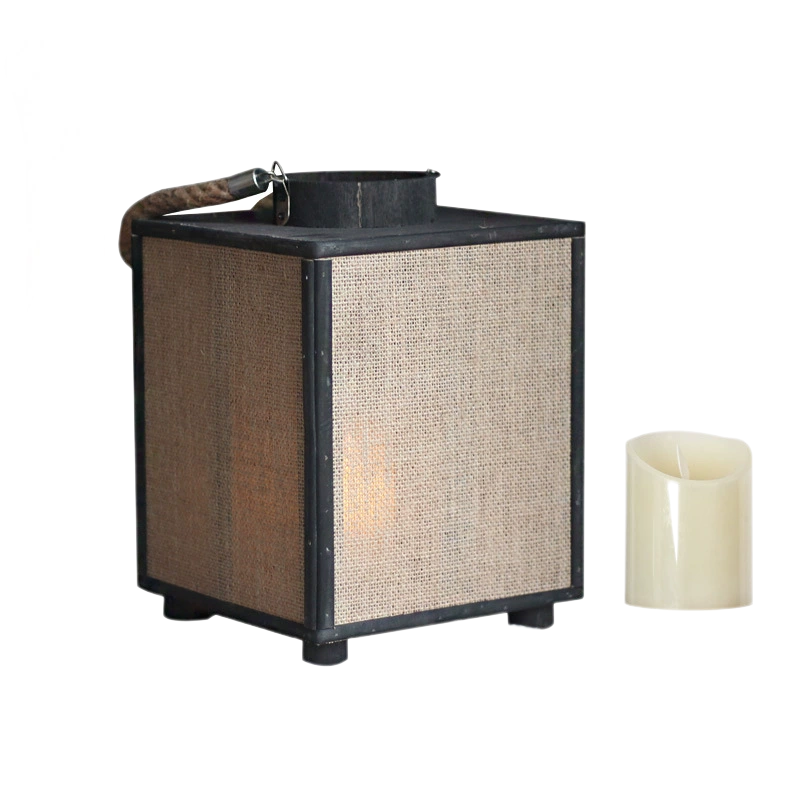 Vintage Burlap Lantern Candle Holder – Simple Style Decorative Piece for Tea Rooms, Showrooms, and Traditional Spaces, Japanese & Chinese Style