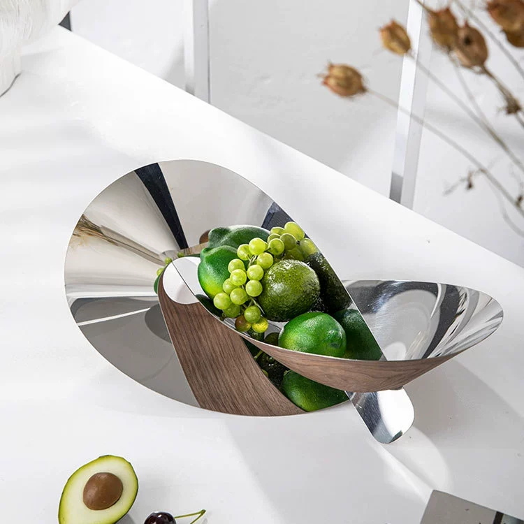 Modern Luxe Creative Abstract Stainless Steel Fruit Tray for Living Room and Home Decor