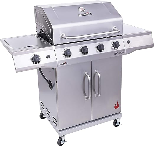 Char-Broil 463354021 Performance 4-Burner Cabinet Style Liquid Propane Gas Grill, Stainless Steel