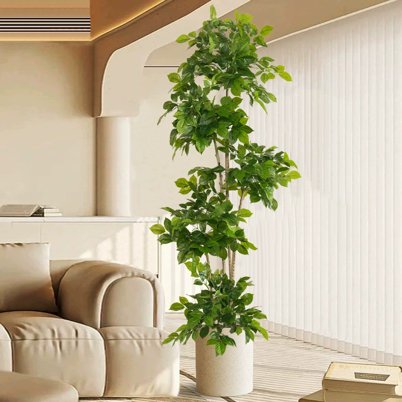 Large Faux Money Tree Plant - High-End Artificial Greenery with Small Leaves for Living Room and Floor Decor