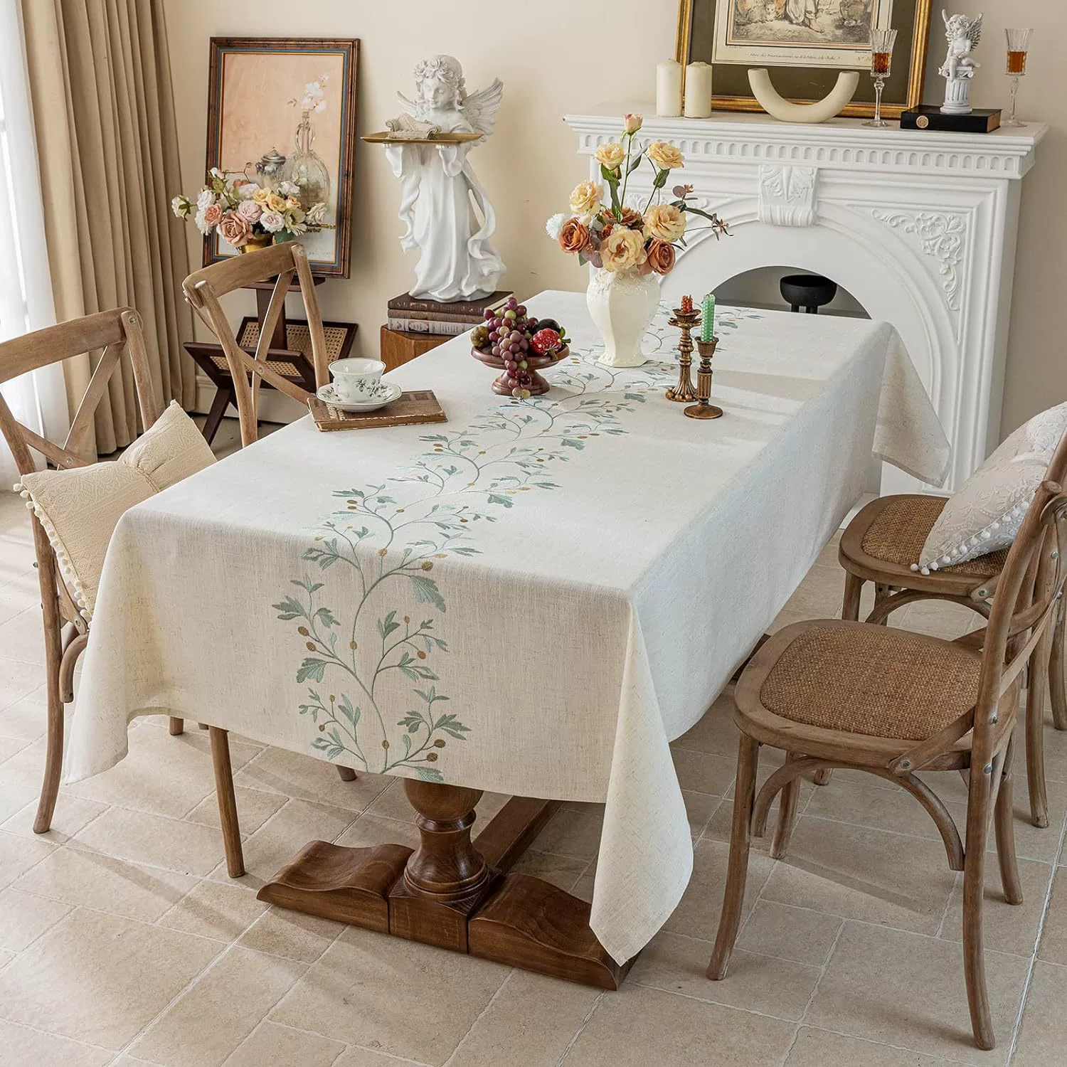 Best-Selling Cotton-Linen Tablecloth - Elegant Fabric Cover for Western Dining Tables, Coffee Tables with Tassels