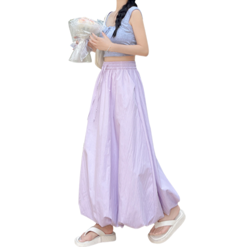 Japanese Sweet Style Bubble Skirt – High-Waist A-Line Lantern Skirt