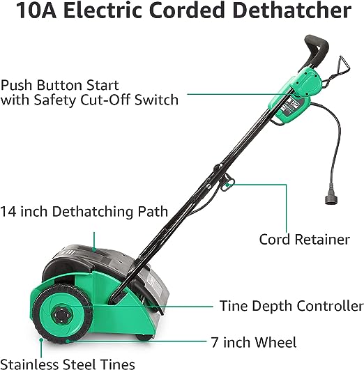 Amazon Brand - Denali 3-Position 10 Amp 14-Inch Corded Dethatcher