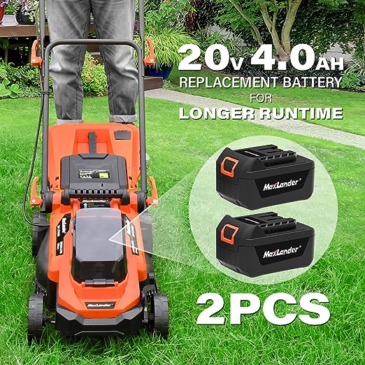 Lawn Mowers Maxlander Electric Lawn Mower Cordless (2-in-1),13 Inch 20V Battery Powered Lawn Mower with Brushless Motor, 5-Position Height Adjustment, 2pcs 4.0Ah Batteries and Charger Included