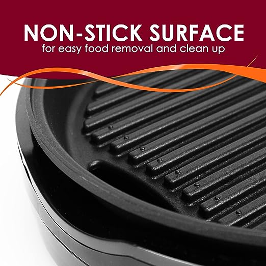 Elite Gourmet Smokeless Indoor Electric BBQ Grill with Glass Lid, Dishwasher Safe, Nonstick, Adjustable Temperature, Fast Heat Up, Low-Fat Meals Easy to Clean Design