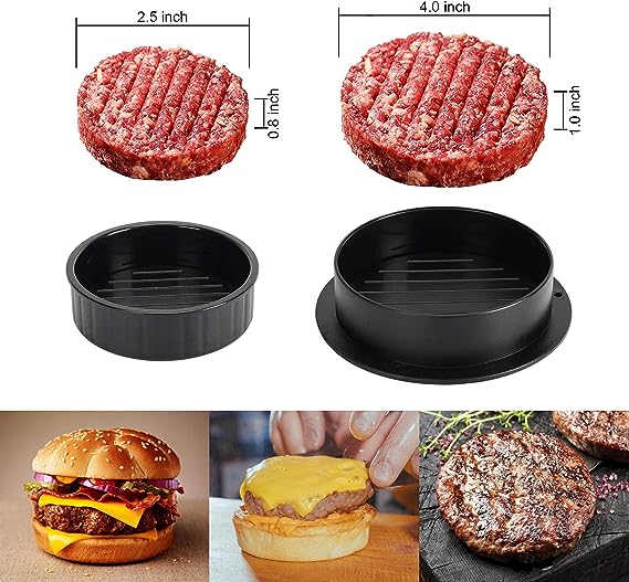 Hamburger Press Patty Maker, Burger Press, 3 in 1 Non-Stick Meat Beef Veggie Hamburger Mold, Kitchen Gadgets to Make Patty for Stuffed Slider BBQ Barbecue Grilling