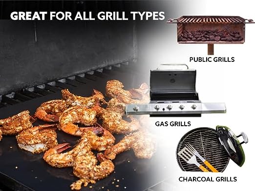 Kona Best BBQ Grill Mat - Heavy Duty 600 Degree Non-Stick Grill Mats for Outdoor Grilling | Premier BBQ Grill Accessories Nonstick Grill Matt (Set of 2) Engineered in The USA | 7-Year Warranty