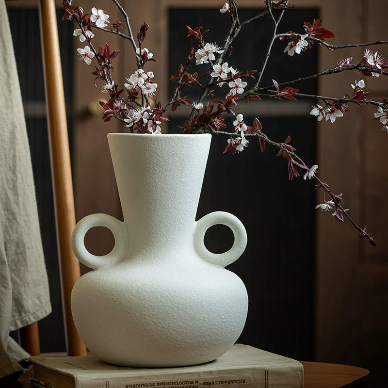 Artistic Minimalist Ceramic Vase, Modern Flower Arrangement Holder, White Home Décor Accent Piece