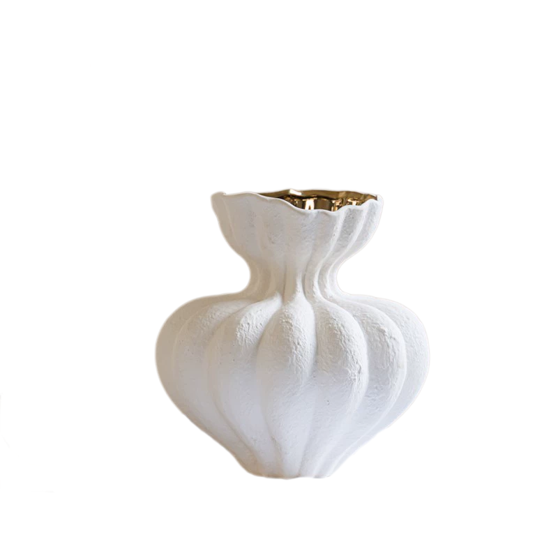 French White Ceramic Vase - Minimalist Elegant Flower Vase for Living Room, Dry Flowers, and Dining Table Décor