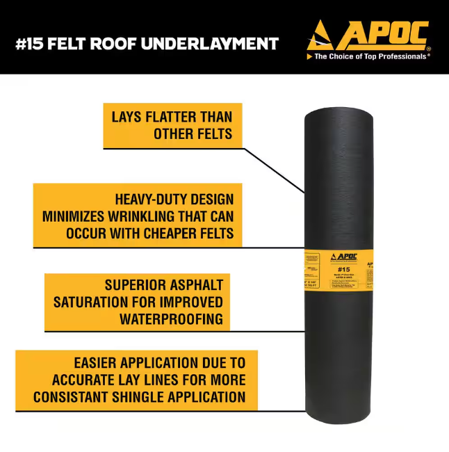 APOC 36 in. x 144 ft. 432 sq. ft. Felt Roof Underlayment