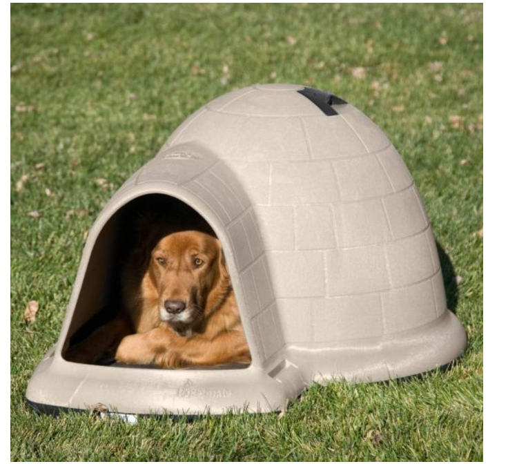 Petmate Indigo Dog House (Igloo Dog House, Made in USA with 90% Recycled Materials, All-Weather Protection Pet Shelter) for Large Dogs 50 to 90 pounds, Made in USA, TAUPE/BLACK