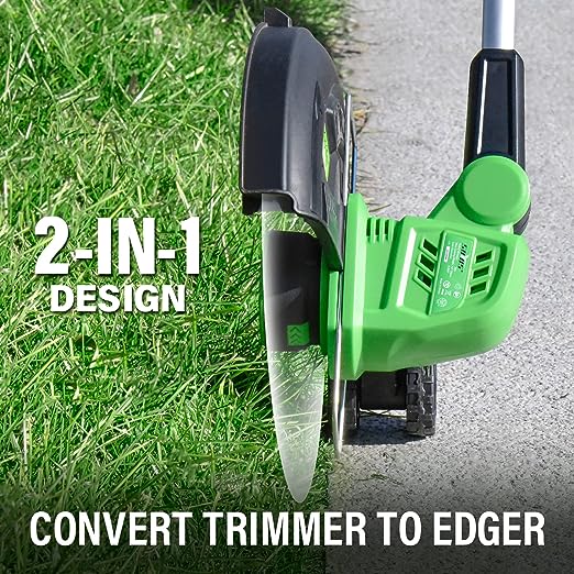 💥SOYUS Weed Wacker Cordless, 12 Inch String Trimmer Battery Powered with Battery and Charger, Lightweight Edger Trimmer with 8 Pcs Replace Spool Trimmer Lines