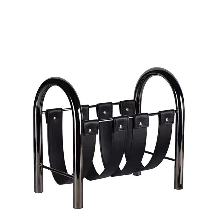 Modern Luxe Metal & Leather Magazine Rack