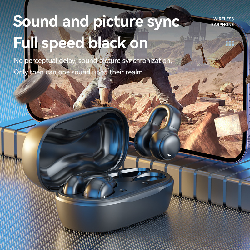 Bone Conduction Bluetooth Headphones Clip-On | Open-Ear Sports Earbuds with LED Display & Long Battery Life