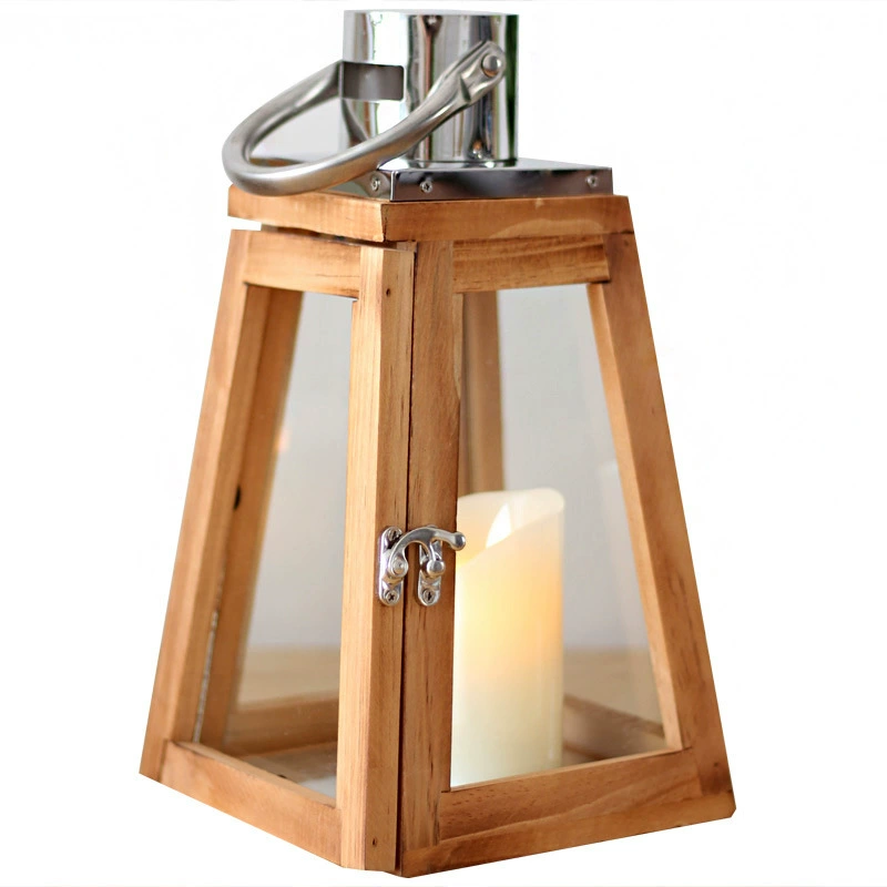 Nordic Wooden & Glass Lantern – High-End Tabletop Candle Holder for Living Rooms, Showrooms, and Modern Décor