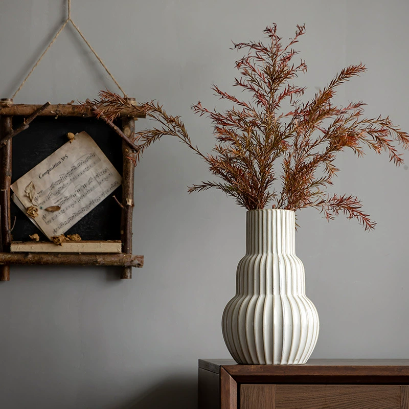 Vintage Nordic Ceramic Vase, Artistic Embossed Flower Vase, Decorative Piece for Living Room & Guesthouse