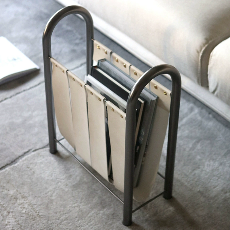 Modern Luxe Metal & Leather Magazine Rack