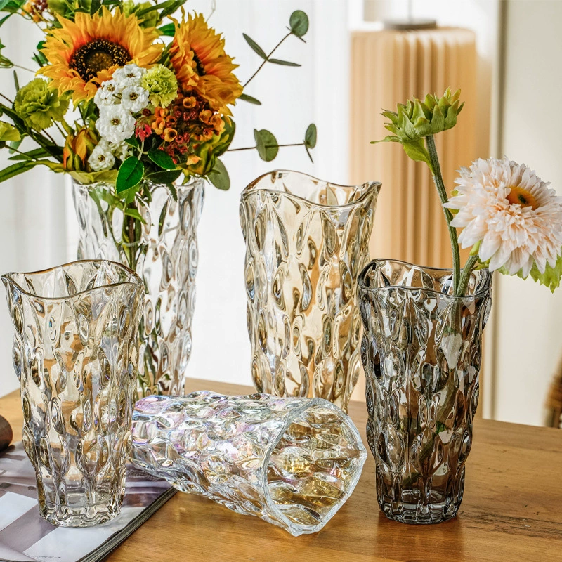 Nordic Crystal Glass Vase - High-End Elegant Flower Vase for Fresh Flowers, Hydroponic Floral Arrangements, Transparent Décor