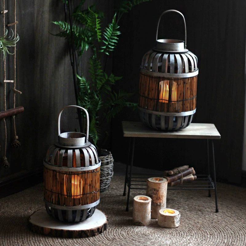 Vintage Wooden Floor Lantern Candle Holder – Traditional Chinese Style Decorative Lantern for Gardens, Courtyards, Guesthouses, and Villas