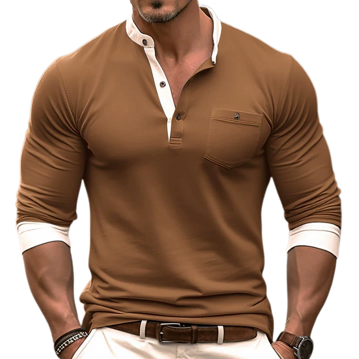 Men's Long Sleeve Crew Neck T Shirt Basic Layering Shirt European and American Style