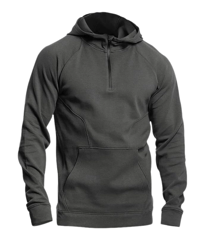 New Men's Long Sleeve Short Sleeve Fleece Hoodie Half Zipper Color Block Pullover