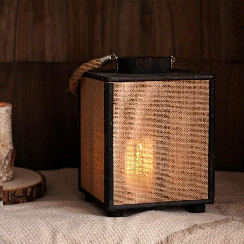 Vintage Burlap Lantern Candle Holder – Simple Style Decorative Piece for Tea Rooms, Showrooms, and Traditional Spaces, Japanese & Chinese Style