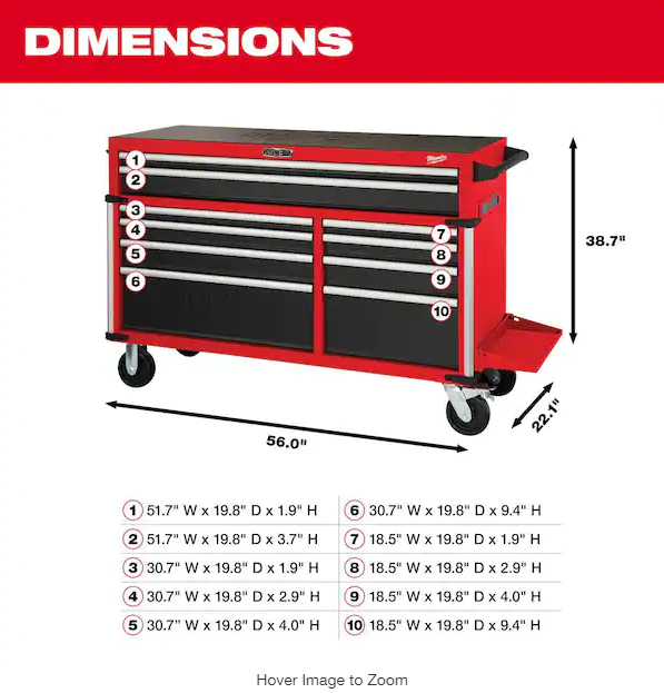 High Capacity 56 in. 18-Drawer Tool Chest and Cabinet Combo