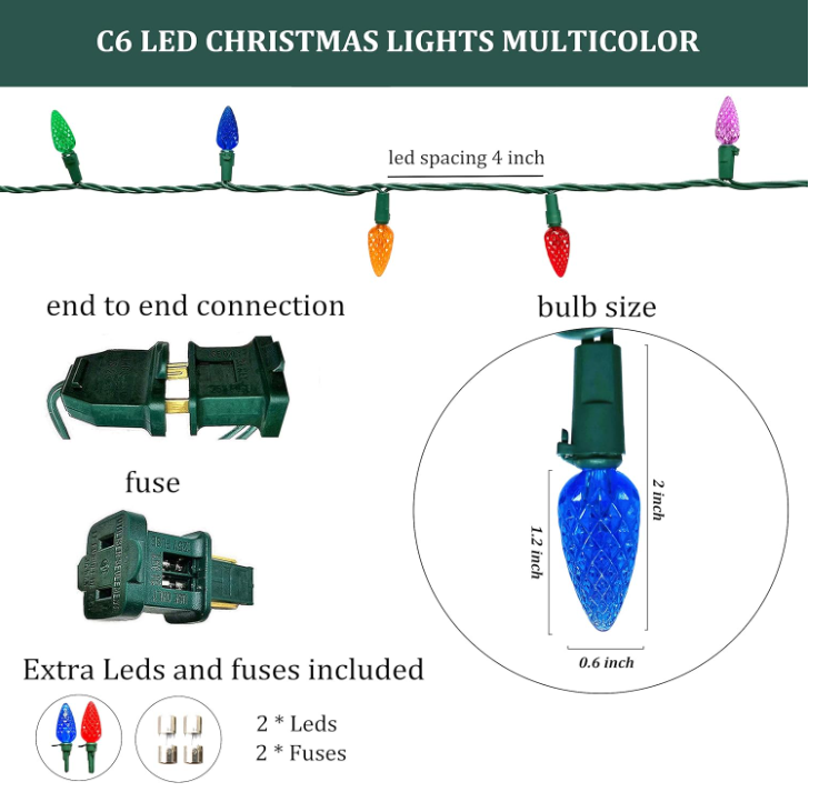 Celebrations LED C6 Multicolored 300 ct String Christmas Lights 74.5 ft.💝(LAST DAY CLEARANCE SALE 70% OFF)