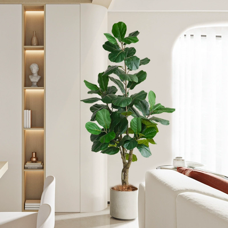 Nordic Faux Fiddle Leaf Fig Plant - Large Artificial Greenery Potted Indoor Decor for Living Room and Floor Display