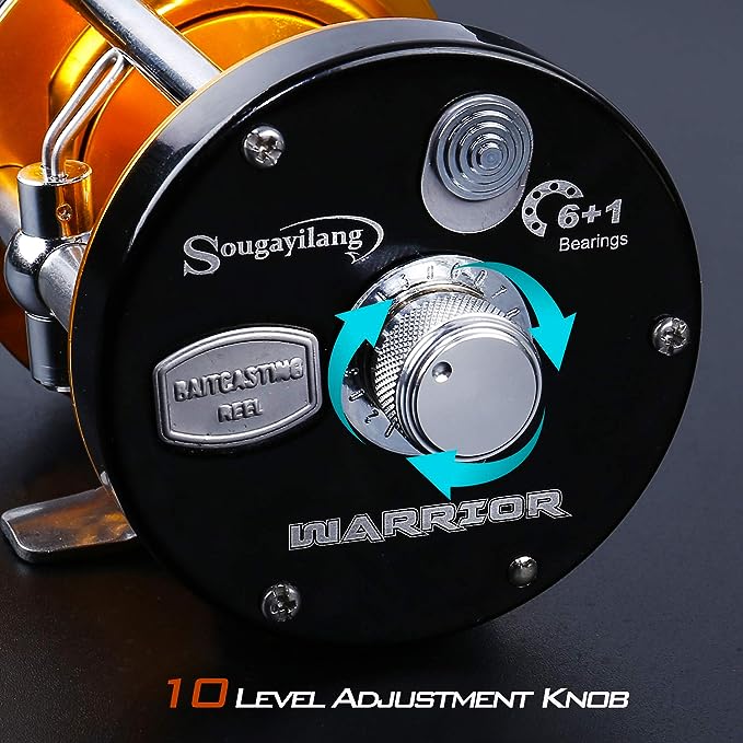 Sougayilang Fishing Reels Round Baitcasting Reel - Conventional Reel - Reinforced Metal Body and  Star Drag