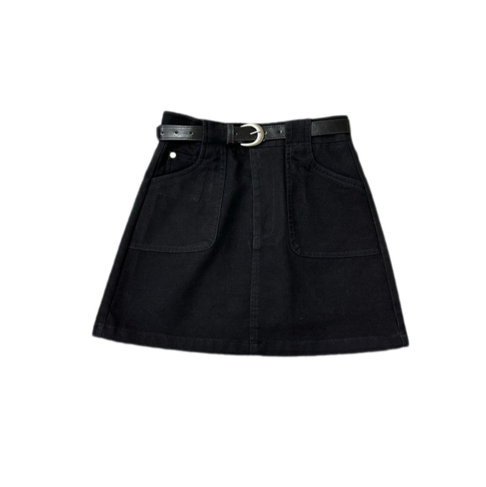 Vintage High-Waist Utility Skirt – Casual Loose Fit with Large Pockets