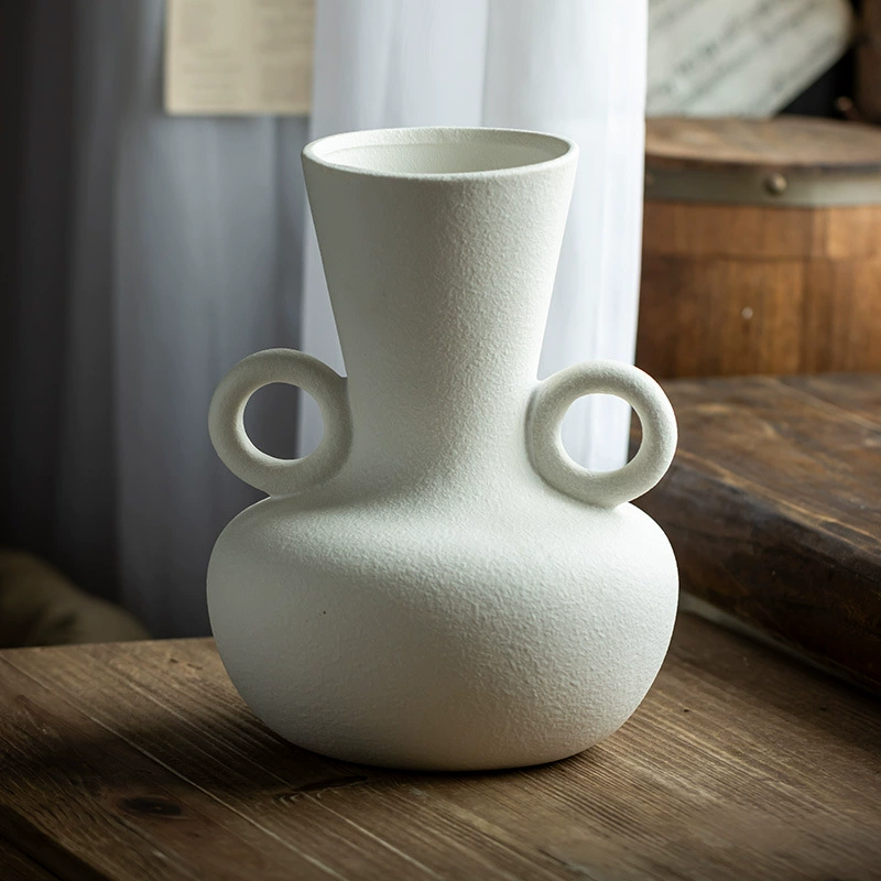 Artistic Minimalist Ceramic Vase, Modern Flower Arrangement Holder, White Home Décor Accent Piece