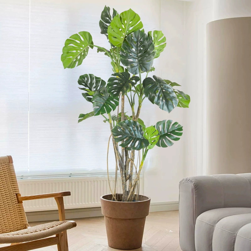 Large Faux Monstera Plant - Giant Artificial Swiss Cheese Plant for Floor Display and Window Decor