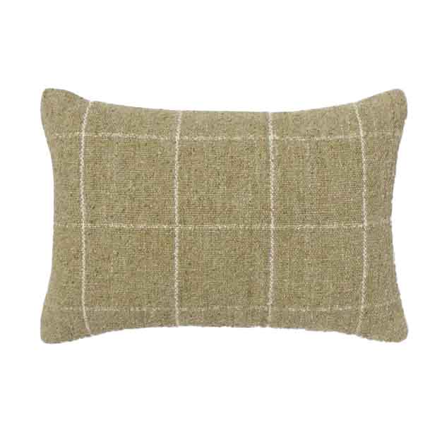 Oblong Windowpane Woven Decorative Throw Pillow Green