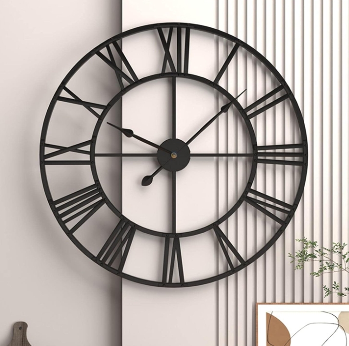 Postema 49 Inch Iron Black and Gold Wall Clock