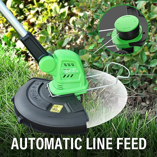 💥SOYUS Weed Wacker Cordless, 12 Inch String Trimmer Battery Powered with Battery and Charger, Lightweight Edger Trimmer with 8 Pcs Replace Spool Trimmer Lines