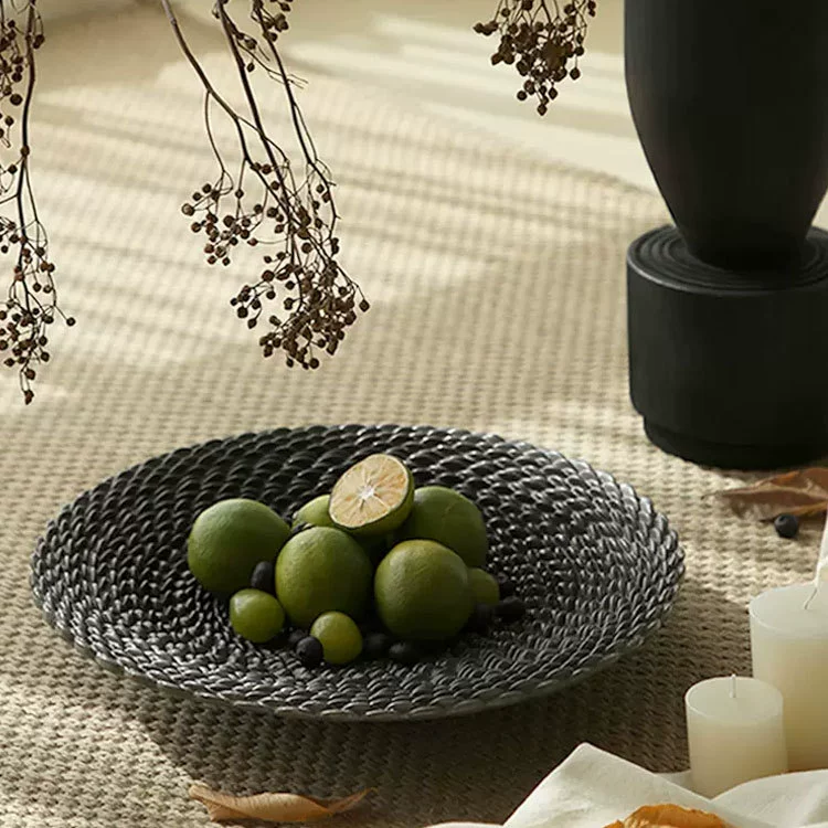 Mid-Century Black Woven Fruit Tray