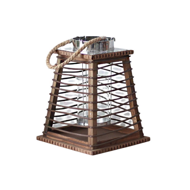 Vintage Wooden Lantern Candle Holder – Handheld Decorative Lamp for Coffee Shops, Showrooms, Bedrooms, Restaurants, and Courtyards, American Style