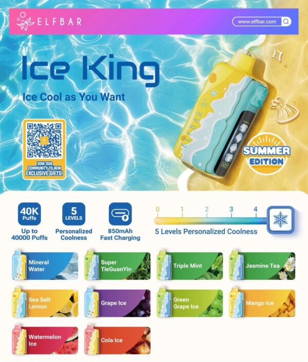 Elf Bar Ice King 40000 Puffs Disposable Vape – Cooling Ice Flavor